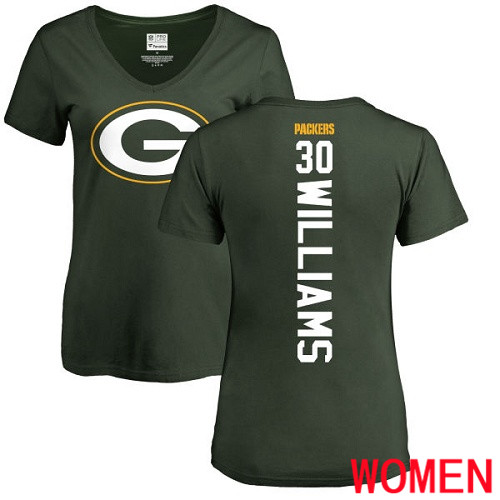 Green Bay Packers Green Women #30 Williams Jamaal Backer Nike NFL T Shirt->nfl t-shirts->Sports Accessory